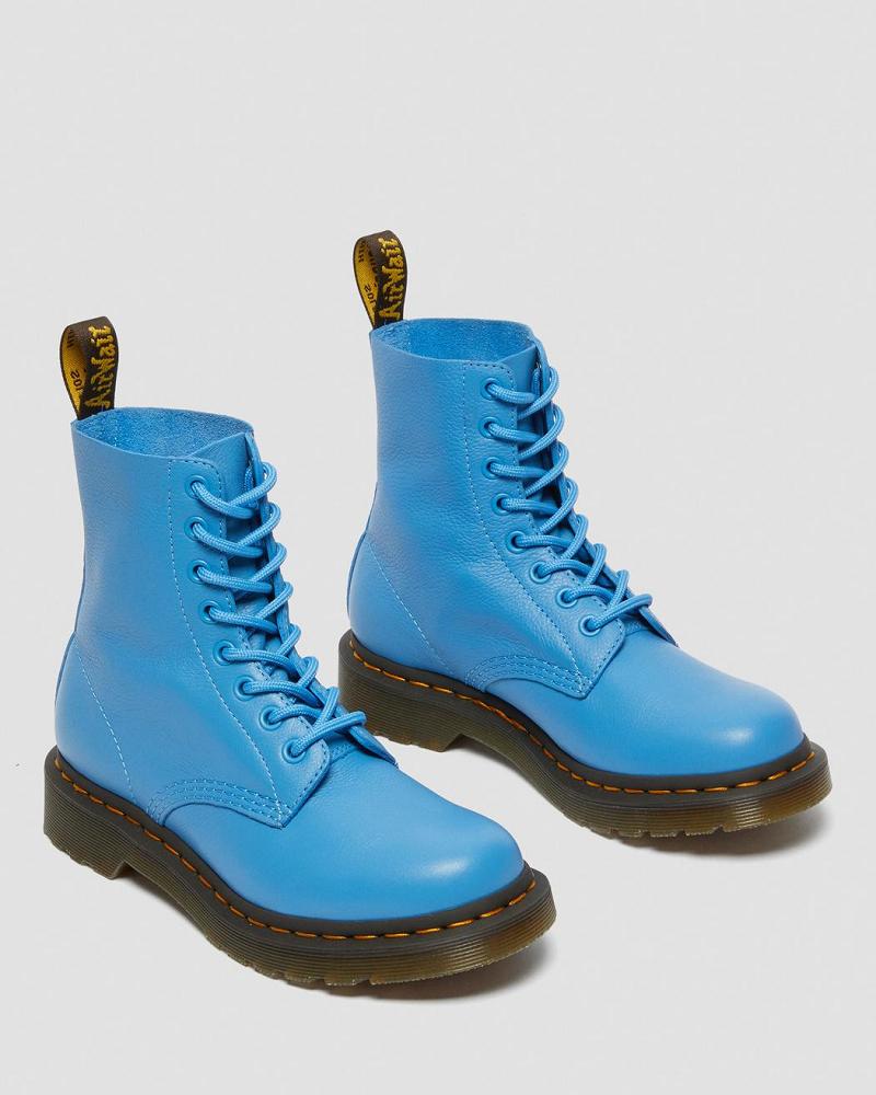 Dr Martens 1460 Pascal Virginia Lær Ankelstøvletter Dame Blå | Norge 89WNB